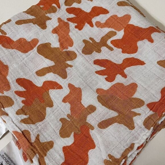 Aden + Anais Orange Camo Baby Swaddle Blanket Lovey Muslin Cotton Camouflage - Picture 2 of 7